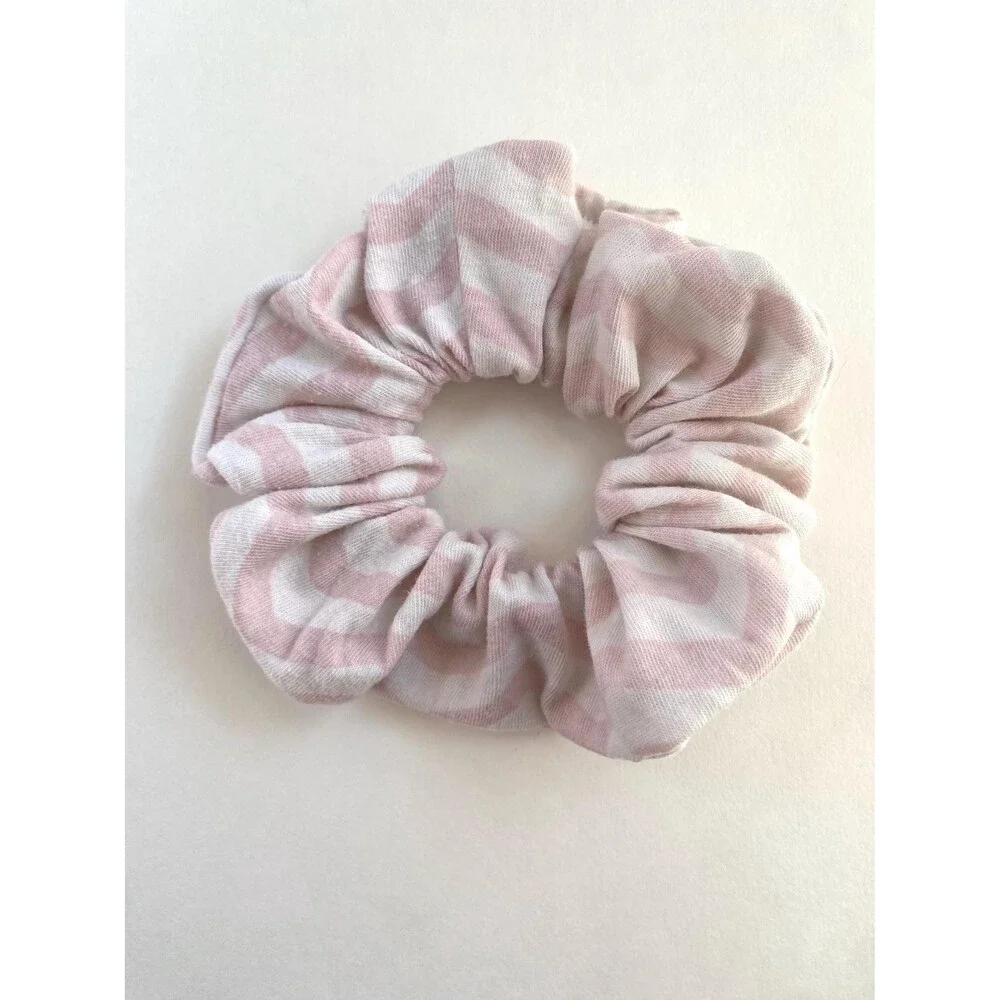 Pink Striped Soft Scrunchies Sustainable Handmade Hair Accessories